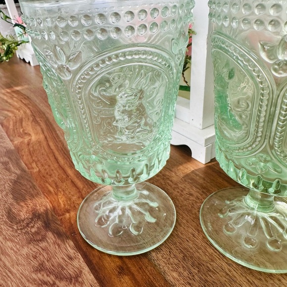 Tabla Home Set Of 6 Spring Green Bunny Footed Goblets 6
1/4" embossed Rare - Picture 3 of 4